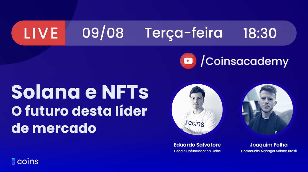 Live Solana e NFTs coins blockchain pagar vender